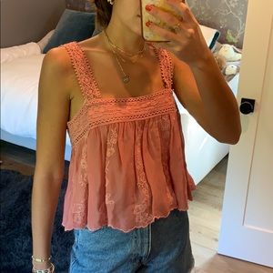 Zara Sheer Embroidered Top XS